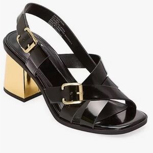 Worthington Black and Gold Strappy Sandals